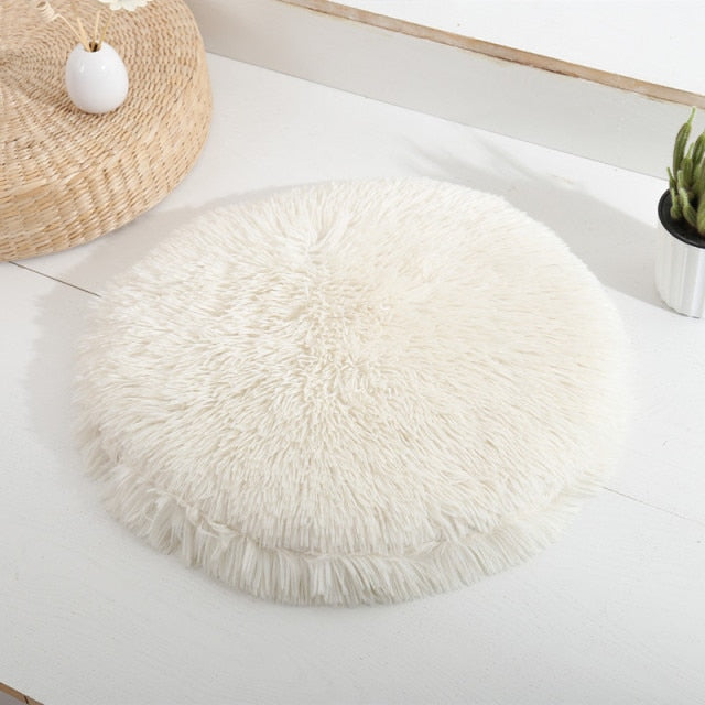 Round Dog Bed - White / Diameter 60 cm